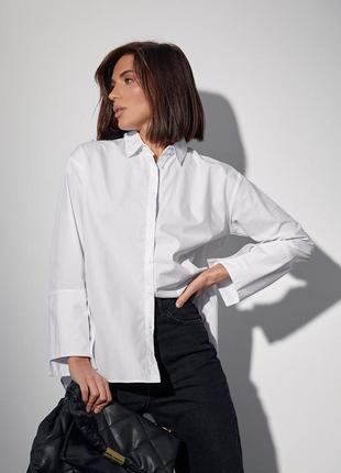 Удлиненная женская рубашка на пуговицах - белый цвет, m (есть ...