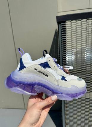 Кроссовки balenciaga triple s clear sole white violet