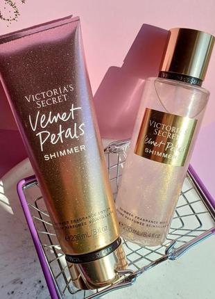 Набір спрей + лосьйон для тіла victoria secret velvet petals f...