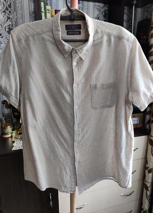 Primark мужская рубашка из льна и хлопка. размер xl