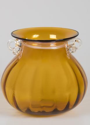 Стеклянная ваза для декора и цветов УЦЕНКА Ваза (19 см) (бульб...