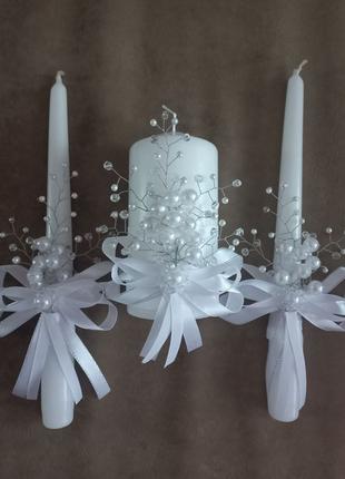 Весільні свічки ручної роботи Сімейне вогнище мод. "Кришталь"