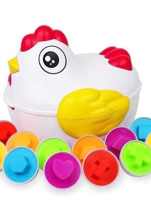 Развивающая игрушка сортер Coogam Яйца в курочке каталке 12шт ...