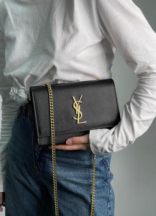Женская сумка yves saint laurent kate small black/gold