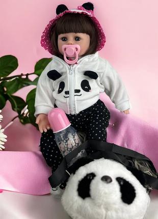 Реалистичная кукла Реборн NPK DOLL 48 см панда с сумочкой