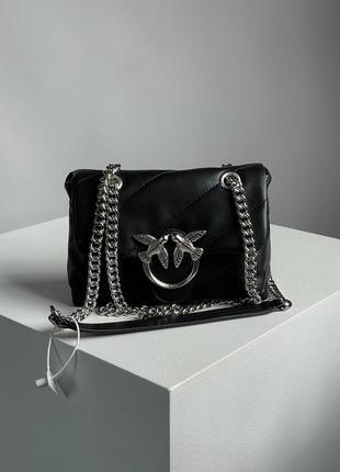 Женская сумка pinko baby love bag puff maxi quilt black/silver