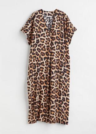 Очень стильное платье леопард, вискоза, кафтан, туника h&amp;m