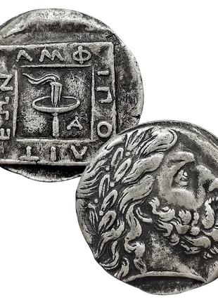 Сувенир Античная монета Тетрадрахма с Олимпийским факелом и го...