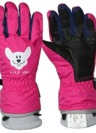 Детские перчатки Echt горнолыжные, розовый (C082-pink) - 6-7 лет