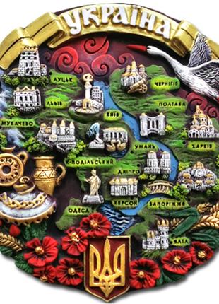 Плакетка Карта України (бордо) полікерамічна 12 см Гранд Презе...