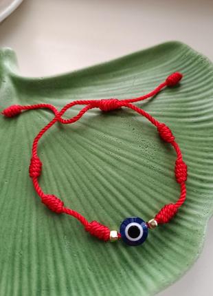 Красный браслет каббала 7 узелков на удачу, оберег турецкий глаз