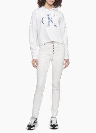 Белые женские джинсы с высокой посадкой calvin klein 28 размер