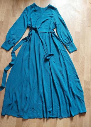 Синее платье в пол. длинное платье р 50