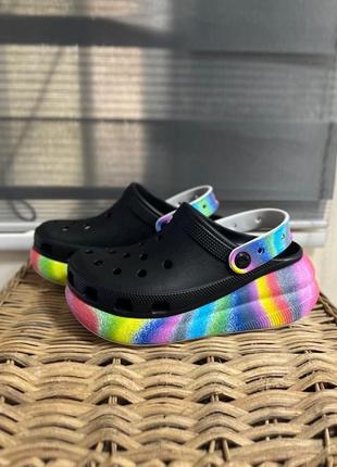 Крокс класссек клог платформа мульти черные краш crocs classic...