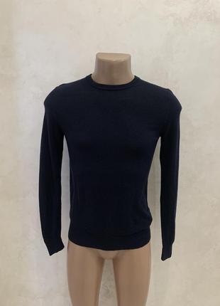 Шерстяной свитер джемпер uniqlo темно синий