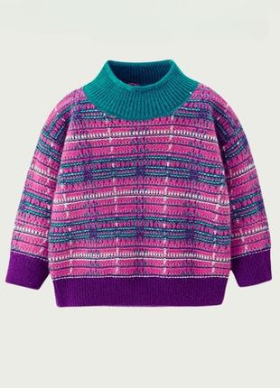 Теплый ангоровый разноцветный свитер на девочку