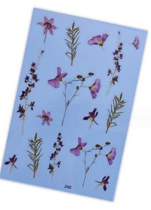 Наклейки для декора изделий из эпоксидной смолы цветы фиолетовые