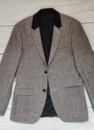 Мужской качественный твидовый драповый пиджак шерсть