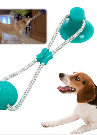 Многофункциональная игрушка для собак канат на присоске с мячо...