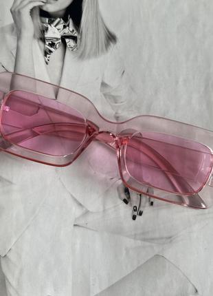 Солнцезащитные очки женские в широкой оправе Розовый (14551)