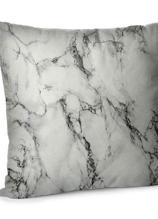 Подушка диванная с бархата белый мрамор 45x45 см (45bp_org028)