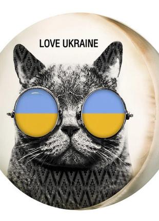 Подушка пуфик круглая кот love ukraine 35 см (pp_15m007_wh)