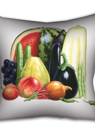 Подушка габардиновая c принтом овощи, фрукты для декупажа 40x4...