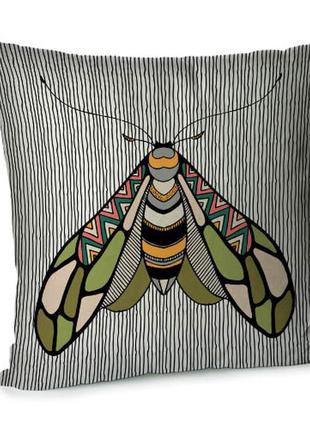 Подушка диванная с бархата бабочка 45x45 см (45bp_flora003)