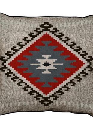Подушка с мешковины красно-серый навахо орнамент 45x45 см (45p...