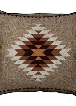 Подушка с мешковины коричневый навахо узор 45x45 см (45phb_fol...