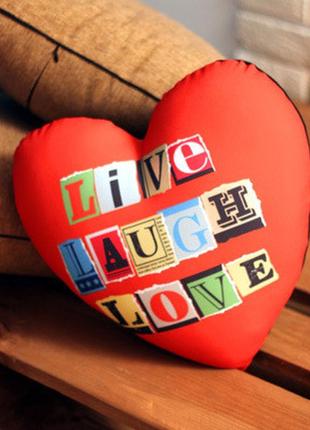 Подушка сердце live laugh love 37x37 см (4ps_15l037)