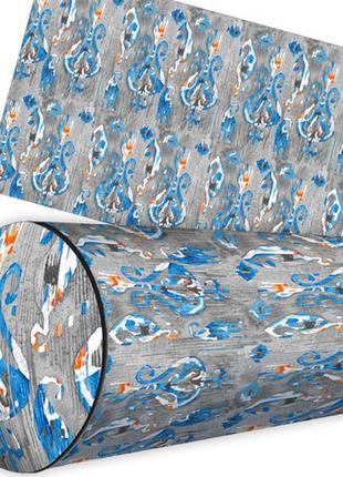 Подушка валик серо-голубой этно орнамент 42x18 см (pv_era008)