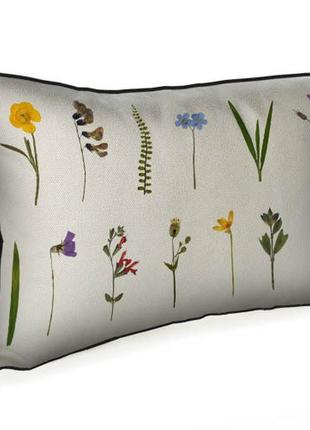 Подушка интерьерная из мешковины полевые цветы 45x32 см