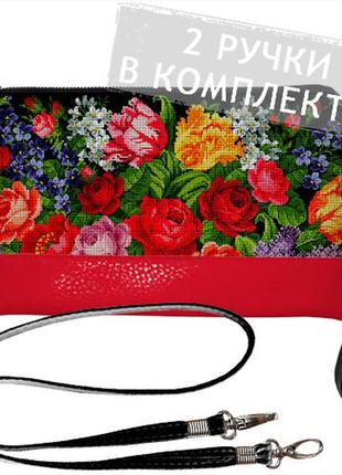 Клатч через плечо цветы, вышивка 25x15 см (kl_gl_kr020)