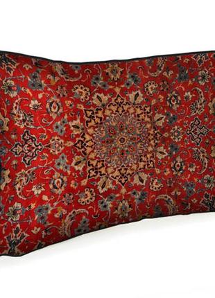 Подушка интерьерная из мешковины персидский красный узор 45x32 см