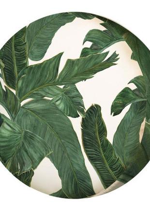 Подушка пуфик круглая тропические листья 35 см (pp_flora007)