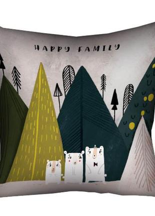 Подушка габардинова з принтом happy family 40x40 (4p_22ng049)