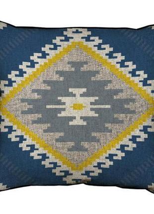 Подушка с мешковины серый навахо орнамент на синем фоне 45x45 ...