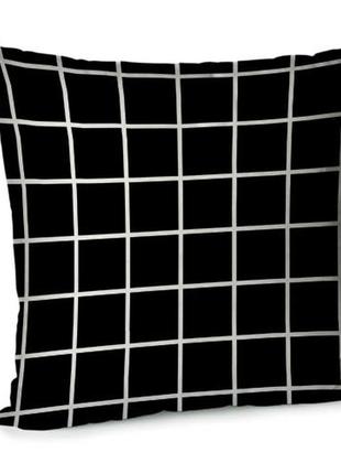Подушка диванная с бархата черные квадраты 45x45 см (45bp_urb002)