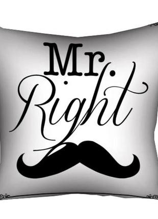 Подушка габардиновая c принтом mr. right 40x40 (4p_lp363)