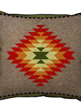Подушка с мешковины красно-оранжевый навахо орнамент 45x45 см ...