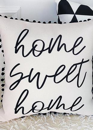 Подушка из мешковины с помпонами home sweet home 45x45 см (45p...