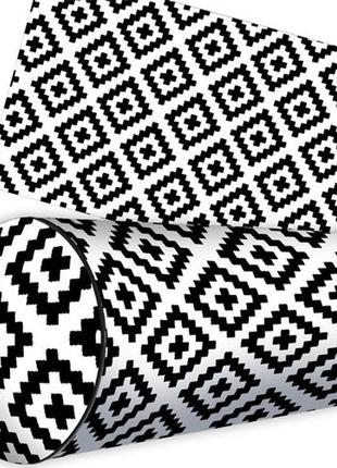 Подушка валик чёрный геометрический ромб на белом фоне 42x18 с...