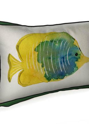 Подушка интерьерная из мешковины желтая рыбка 45x32 см