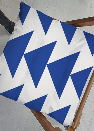 Подушка на стул с завязками синие треугольники 40x40x4 см (pz_...