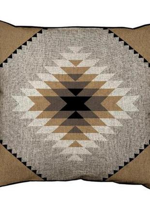 Подушка с мешковины серый навахо орнамент 45x45 см (45phb_fol0...
