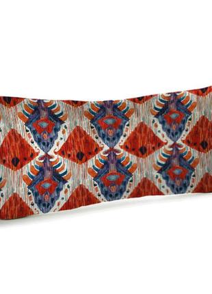 Подушка для дивана бархатная красно-синий этно орнамент 50x24 ...