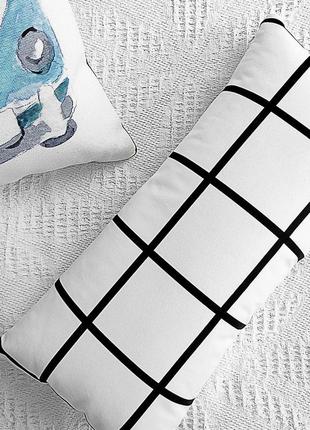 Подушка для дивана бархатная белые квадраты 50x24 см (52bp_joy...