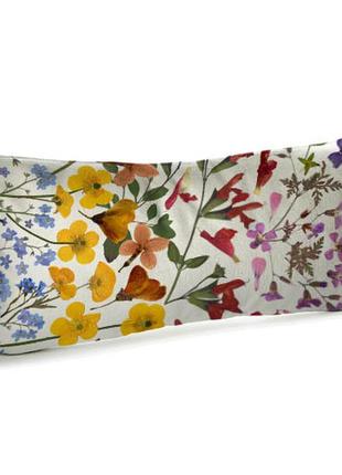 Подушка для дивана бархатная яркие полевые цветы 50x24 см (52b...