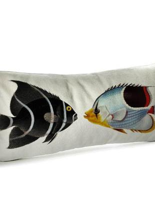 Подушка для дивана бархатная красивые рыбки 50x24 см (52bp_sea...